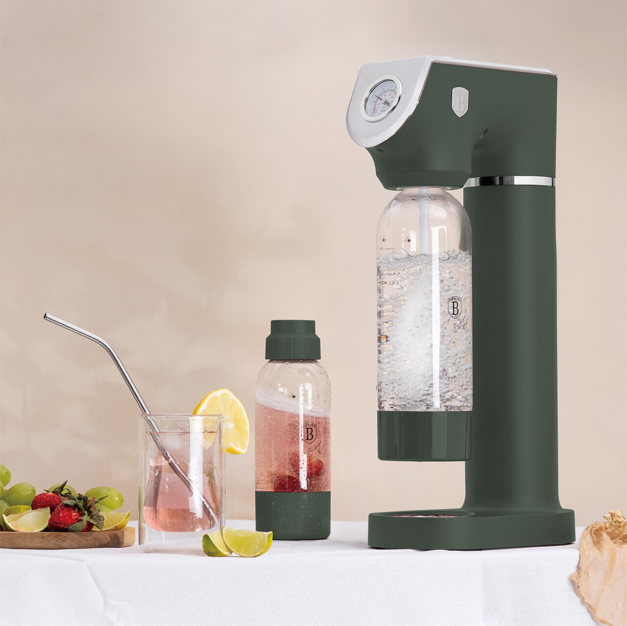 Aparat sifon Berlinger Haus, Matte Green, 22x13x43 cm, 0.5L / 1L, inox/polipropilena, verde - view 2