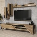 Comoda TV cu 3 rafturi, Hommy Craft, Beril, pal melaminat, stejar