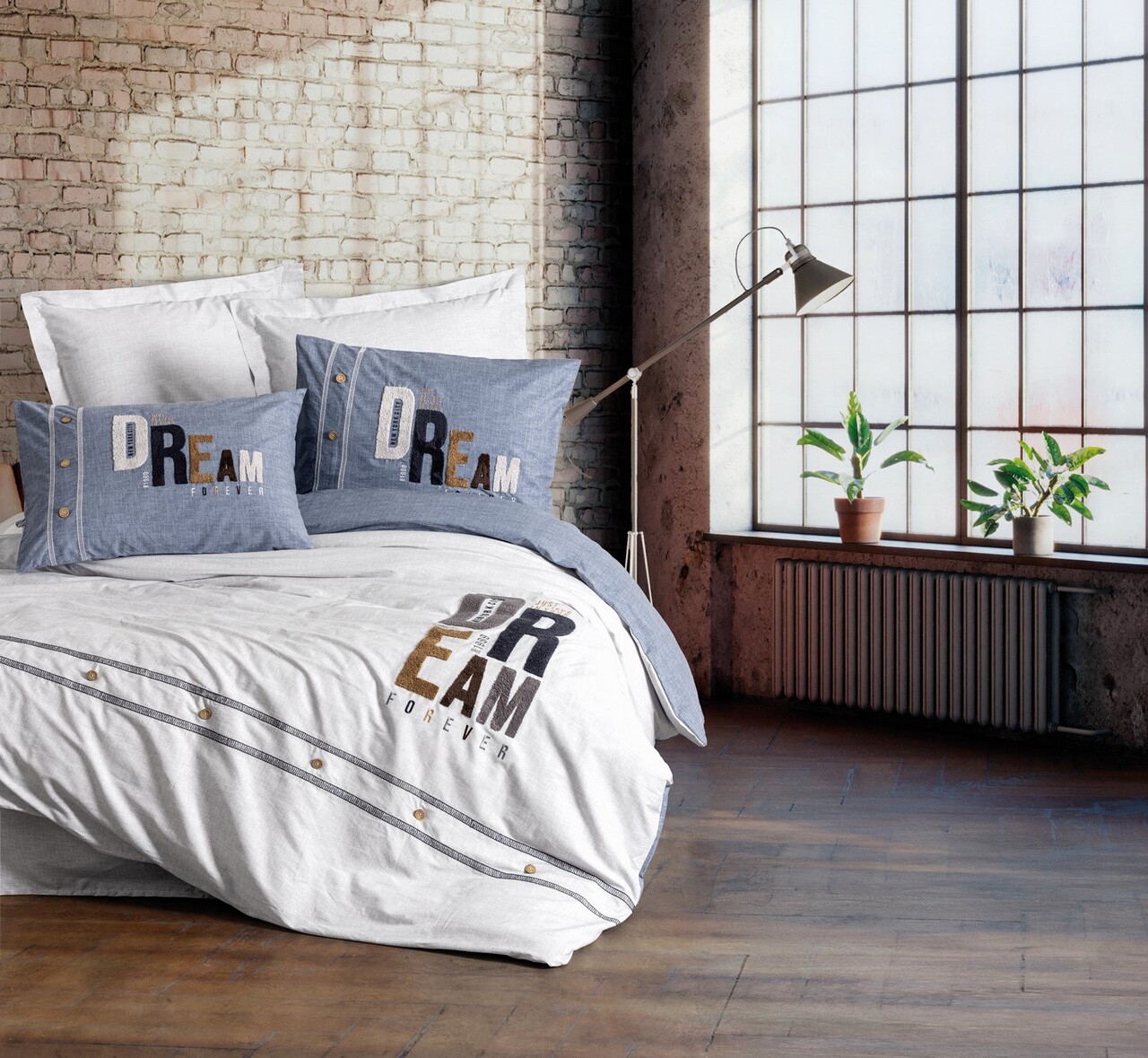 Lenjerie de pat dubla, Forever - Grey, Cotton Box, Bumbac Ranforce