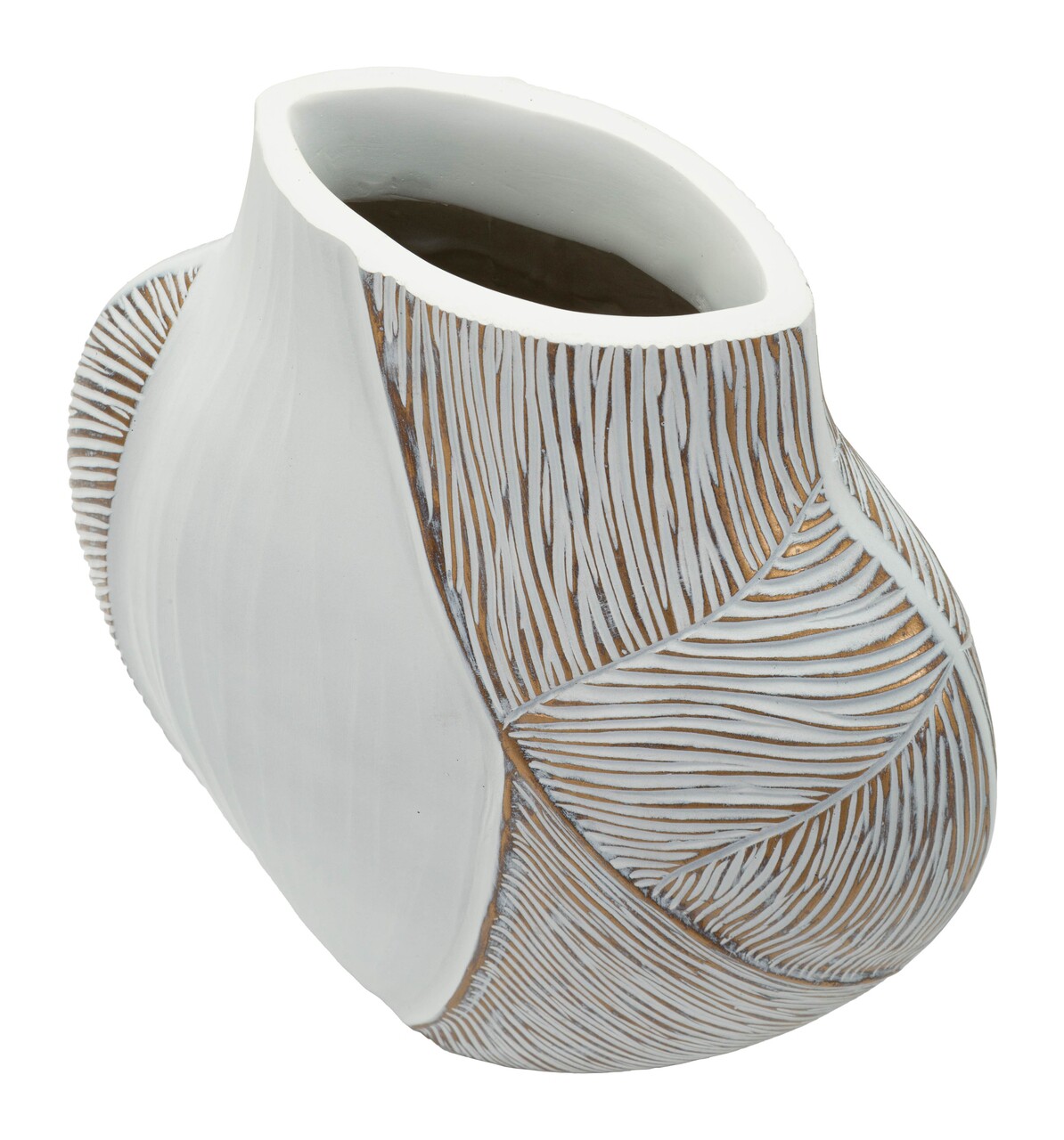 Vaza decorativa, Mauro Ferretti, Ho Chi Minh, 27x11.5x31 cm, polirasina, alb decolorat - imagine 4