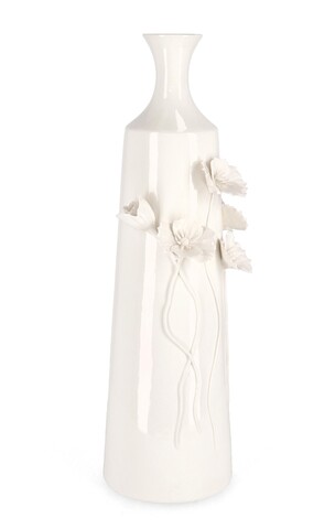 Vaza Poppy, Bizzotto, 17.3 x 16.2 x 51 cm, portelan, alb
