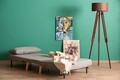 Canapea extensibilă cu 1 loc, Futon, 859FTN2330, Metal , Gri deschis