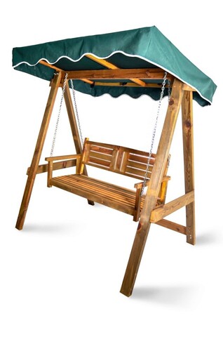 Balansoar de gradina 2 locuri, massive design, aspele, 160x80x200 cm, nuc / verde