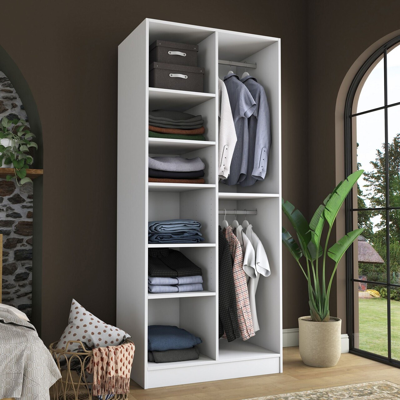Dulap pentru haine, Hanah Home, BA222, 90x210x57.5 cm, PAL melaminat, Alb - view 6