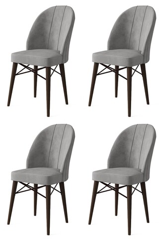Set de scaune, Charlotte, Ritim, Metal, Gri/Maro