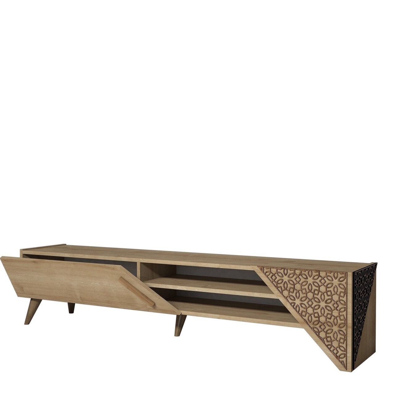 Comoda TV, Hommy Craft, Beril 2, 180x37x40 cm, PAL, Stejar