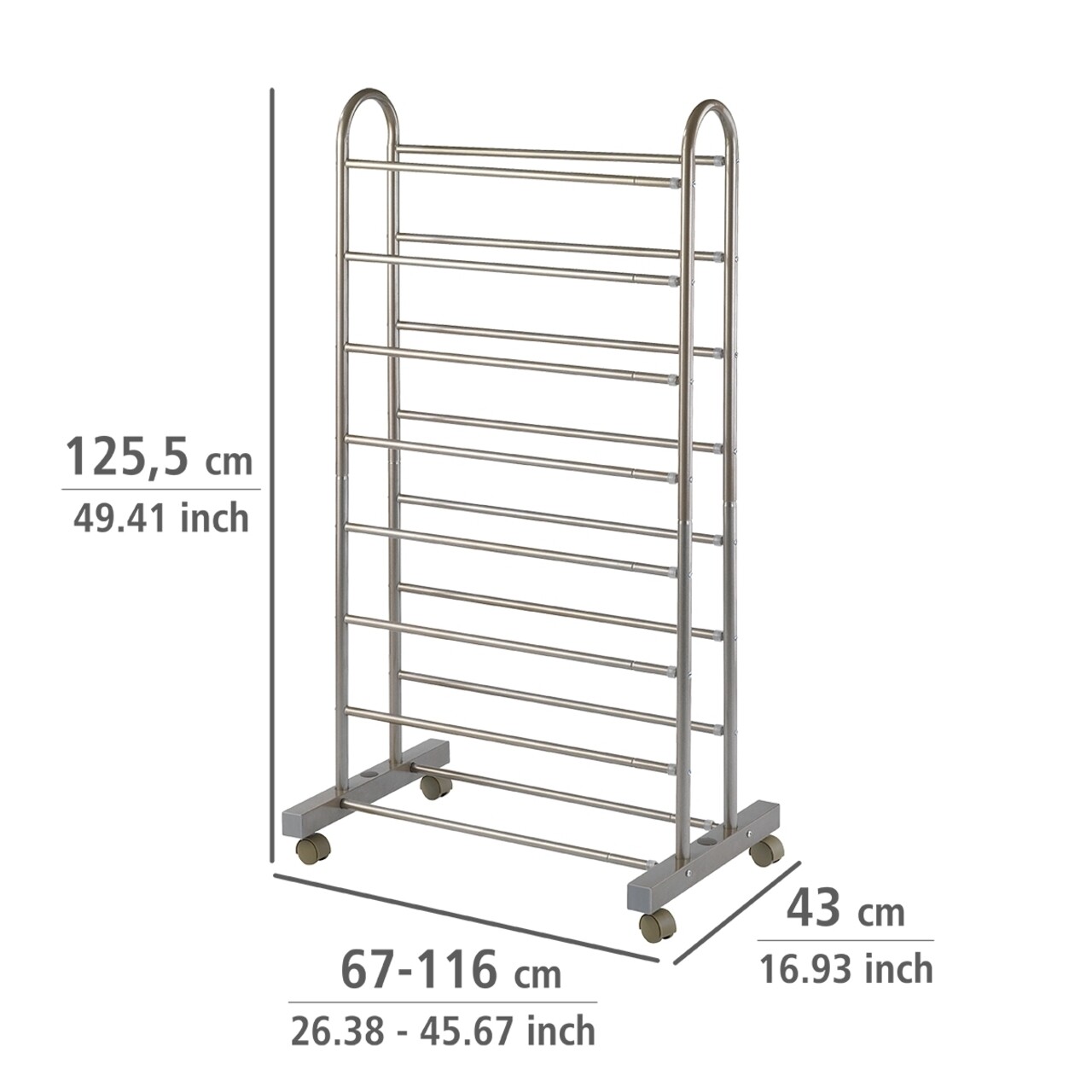Suport mobil pentru 42 de perechi de incaltaminte, Wenko, Giant, extensibil, 43 x 125.5 x 67-116 cm, metal - 1 | YEO