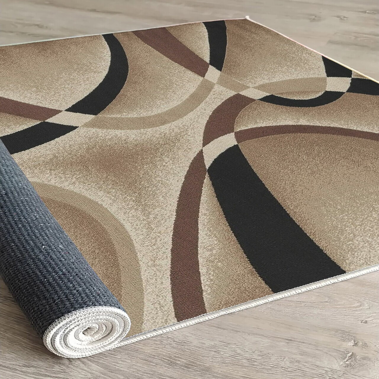 Covor, Woopamuk198, 80x120 cm, Bumbac/Poliester, Bej / Negru / Maro / Crem - view 3