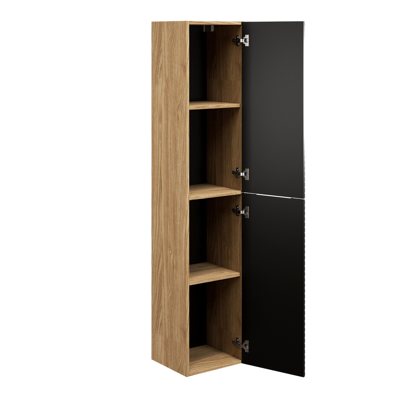 Dulap inalt cu usi, cu fixare pe perete, Ocean Black, Comad, 35x33x170 cm, MDF/PAL laminat, negru mat/stejar — imaginea 7