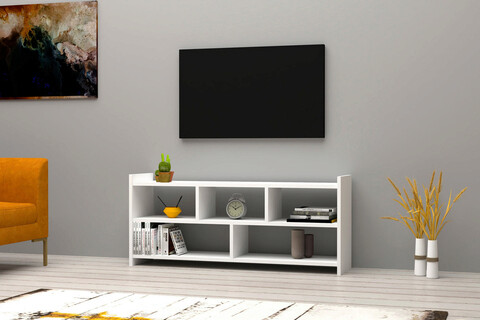Comoda TV, Puqa Design, Pera, 120x55x28cm, 100% PAL melaminat, Alb