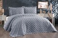 Set cuvertura de pat dubla 3 piese, Harem - Grey, Whitney, Tesatura Chenille
