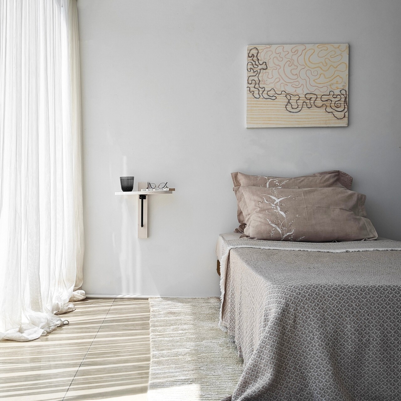 Raft de perete, Neostill, Reve, 35x35 cm, Lemn masiv, Alb/Negru - 2 | YEO
