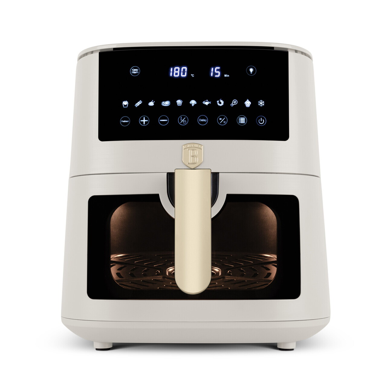 Friteuza cu aer cald si fereastra Berlinger Haus, Sahara, 38.8x30x32.4 cm, 8 L, 1650W, crem mat - imagine 4