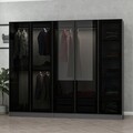Dulap pentru haine, Minerva, Kale, 225x190x52 cm, PAL, Antracit / Negru