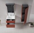 Set Dulap de Baie cu Chiuvetă și Oglindă (2 Piese), Hanah Home, Messina 65 v2, Roșu Mat