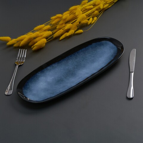 Set 4 platouri serenity, heinner, 38x15 cm, ceramica, albastru/negru