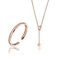 Set lantisor cu inel, Emily Westwood, Rose Gold Jillian, inox, auriu