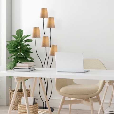 Lampadar, bonibon - 13236, fulgor, 44 x 44 x 160 cm, 5 x e14, 40w, negru/bej