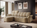 Coltar extensibil stanga 3 locuri ELTAP, Beneth, 301x185x115 cm, lemn/poliester, bej inchis
