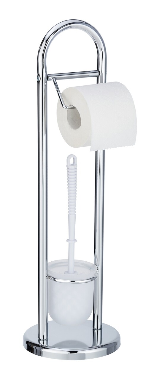 Suport hartie igienica si perie toaleta, Wenko, Siena Chrome, 19 x 63 x 19 cm, inox/polipropilena - 1 | YEO