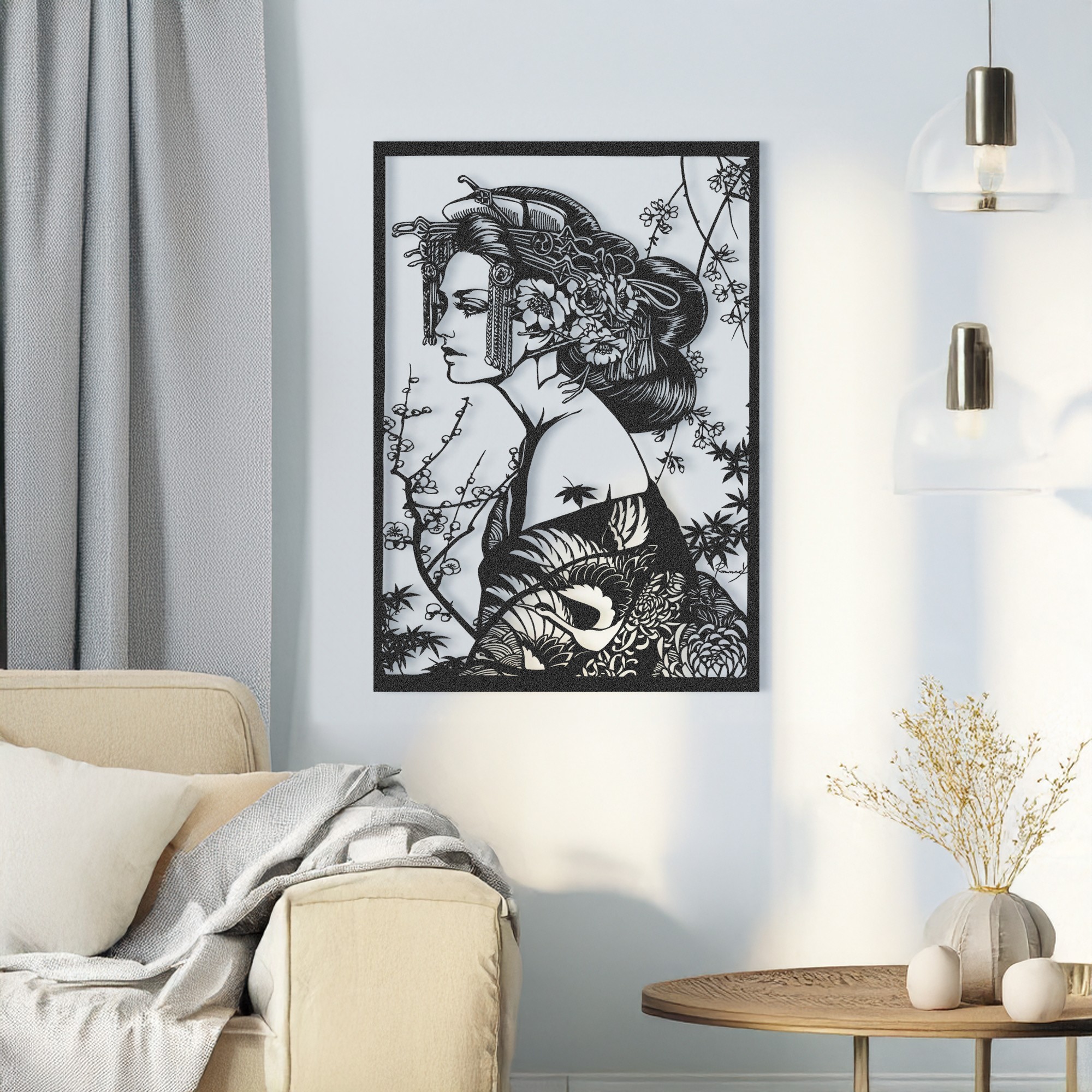 Decoratiune de perete, RT-NMD-006, Dimensiuni: 58,5 x 41 cm, Negru