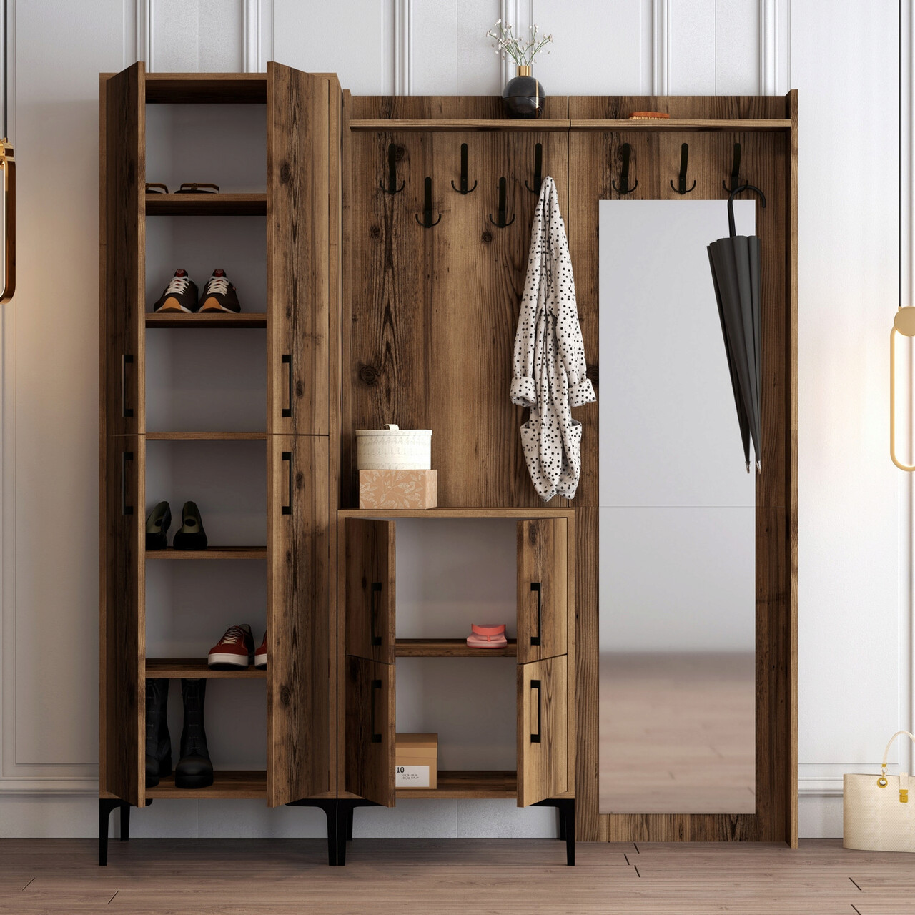 Cuier de perete, Hommy Craft, Berlin ABC, 180x200x35 cm, Maro - 2 | YEO