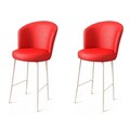 Set scaun de bar (2 bucăți), Charlotte, Uras, Metal, Rosu/Alb