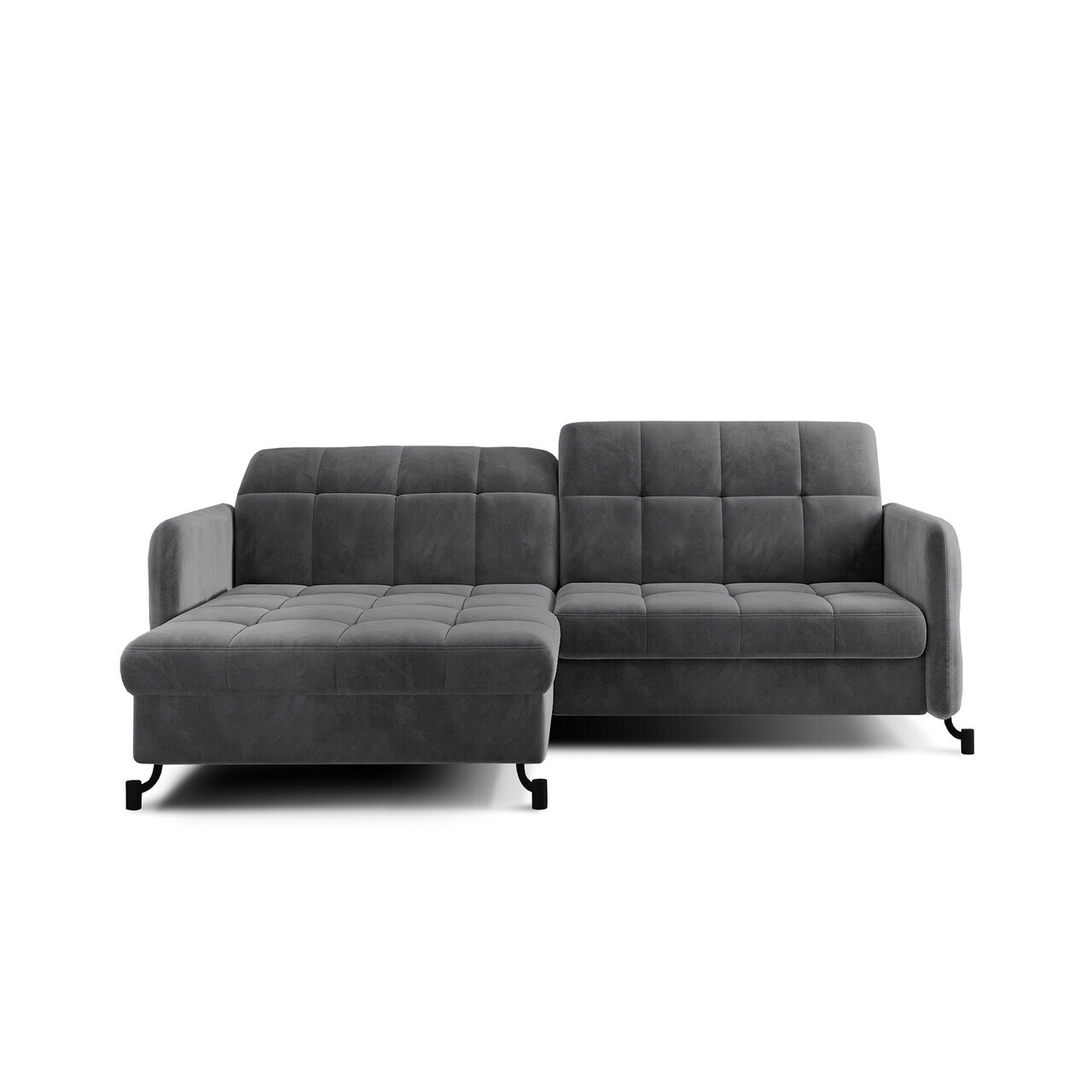 Set coltar extensibil stanga 3 locuri si taburet ELTAP, Lor_LP_12, Lorelle, 225x160x105 cm / 100x70x45 cm, lemn/poliester, gri inchis - view 2