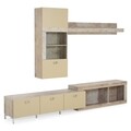 Biblioteca cu comoda TV ajustabila, Larisa, L.202-267 l.43 H.200, pal, bej