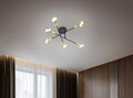 Plafoniera Cross, TRIO, 56.6x19.1 cm, 40W, 6x E27, metal, negru mat