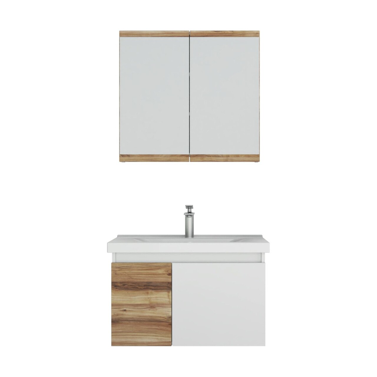 Set mobilier de baie (2 piese), Hanah Home, Abra 80, Pin / Alb - view 4