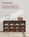 Bancheta cu pantofar Vasagle, 12 compartimente, 104x30.3x48 cm, max 136 kg, PAL, maro rustic