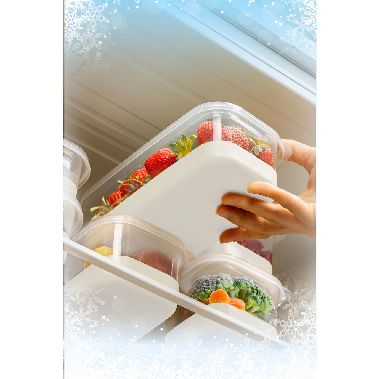 Set organizatoare frigider, Hermia, 964FRM3434, Dimensiune: 10,5 x 21,5 x 6,5 cm / 1000 ml (4 bucăți) , Gri - imagine 3