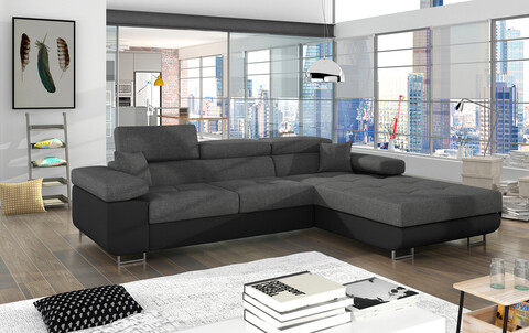 Coltar extensibil dreapta 4 locuri ELTAP, Armd-06, Armando, 289x203x85 cm, lemn/poliester, gri deschis/negru