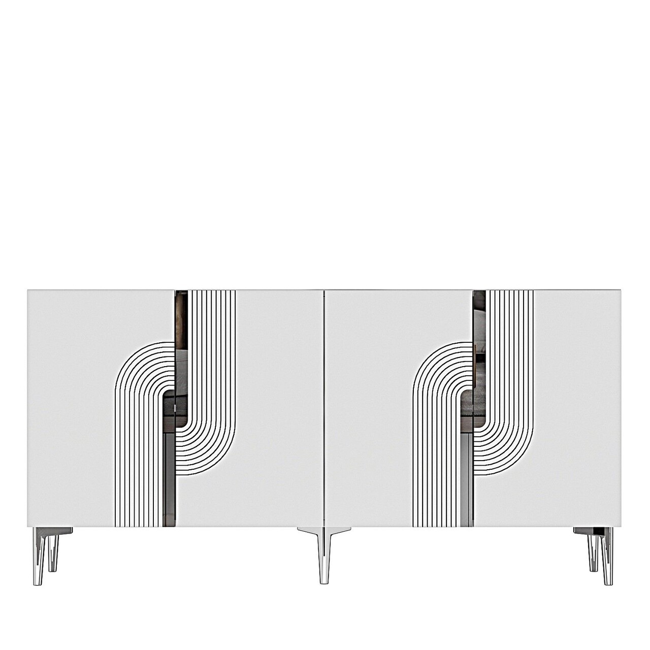 Consola, Hanah Home, Meyra 150, 150x75x32 cm, PAL , Alb / Argintiu - view 2