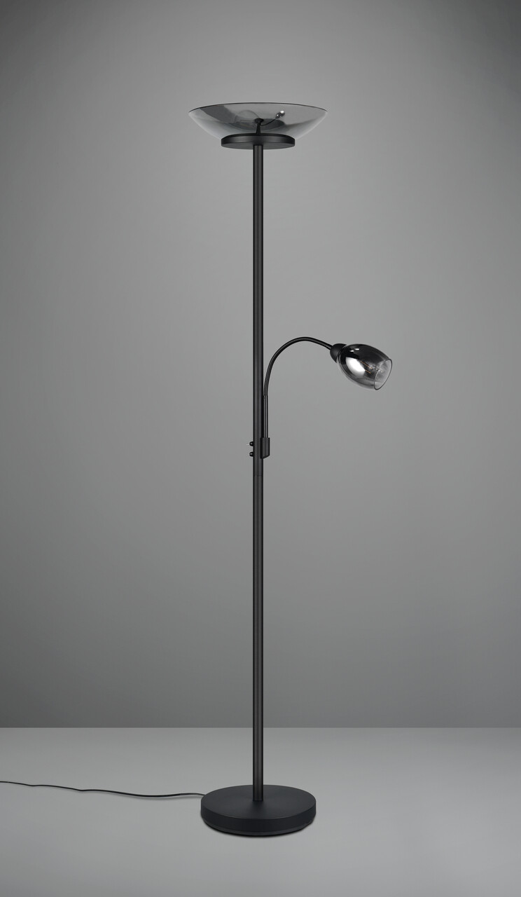 Lampadar Gerry, RL, 34x180 cm, 18W/10W, 2x E27, 1x E14, metal, negru mat/gri - view 3