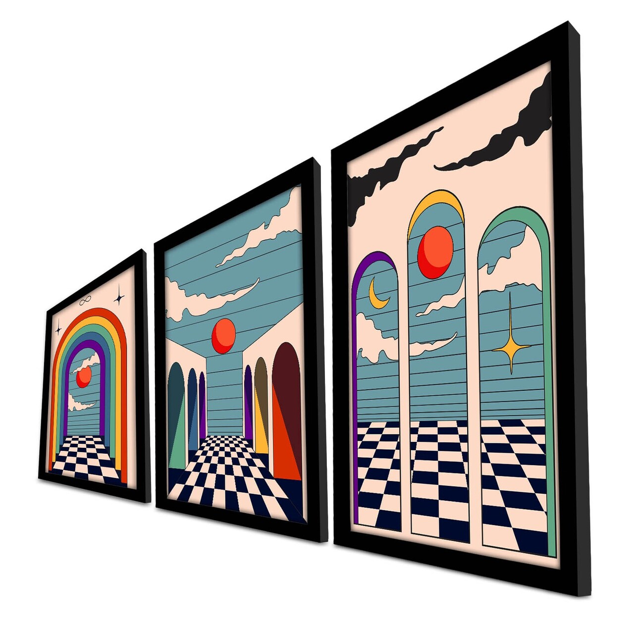 Set 3 tablouri decorative, 3p3752softct-012, Lemn, Multicolor - view 3
