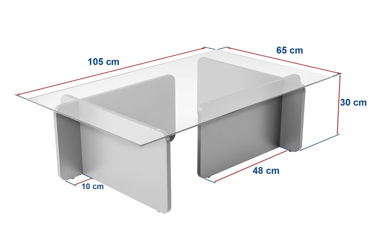 Masuta de cafea, Nordure, Flavio, 105x30x65 cm, Sticla temperata , Travertin