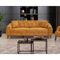 Canapea extensibila cu 3 locuri, Unique Design, 867UNQ1530, Lemn de carpen, Galben