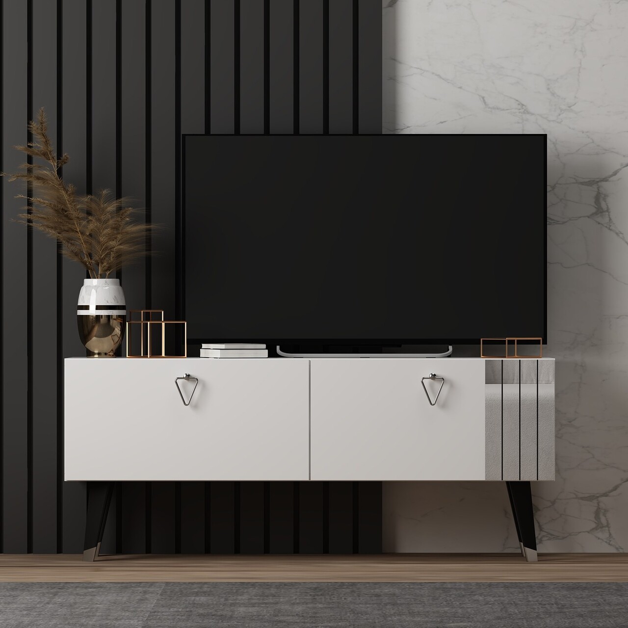 Comoda TV, Odessa, Tarab, 120x30x50 cm, PAL, Alb - 1 | YEO