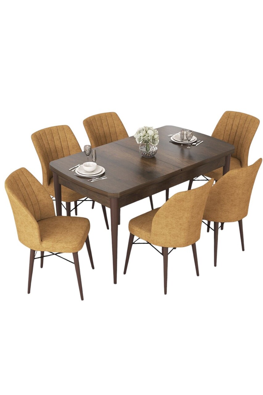 Set masa extensibila si scaune, Hanah Home, Nef, Baroc / Cappuccino - view 2
