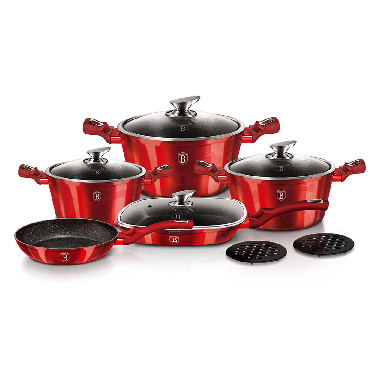 Set pentru gatit Berlinger Haus, Burgundy, 11 piese, aluminiu forjat, rosu - imagine 4