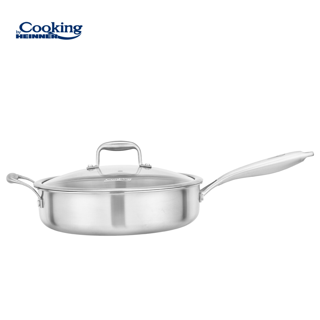 Tigaie adanca cu capac Atomic3, Cooking by Heinner, 28x7.5 cm, 4.2 L, inox/sticla, argintiu - imagine 3