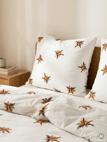 Lenjerie de pat King Size, Bello, Homla, 200x220 cm, 3 piese, bumbac, alb