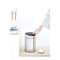 Cos de gunoi cu soft touch, Brabantia, Matt Steel, cu fixare de perete, 3 L, 18.4x18x28 cm, otel, argintiu
