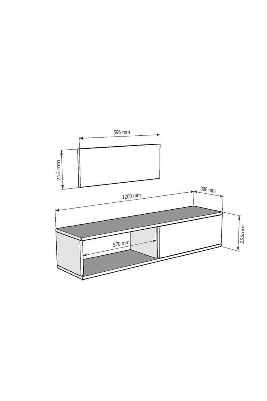 Dulap, Hanah Home, Zeynep 120, 120x25.5x29.6 cm, Alb / Travertin — imaginea 7
