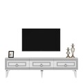 Comoda TV, Olivia, Karya, 180x44.6x29.6 cm, PAL , Alb / Argintiu