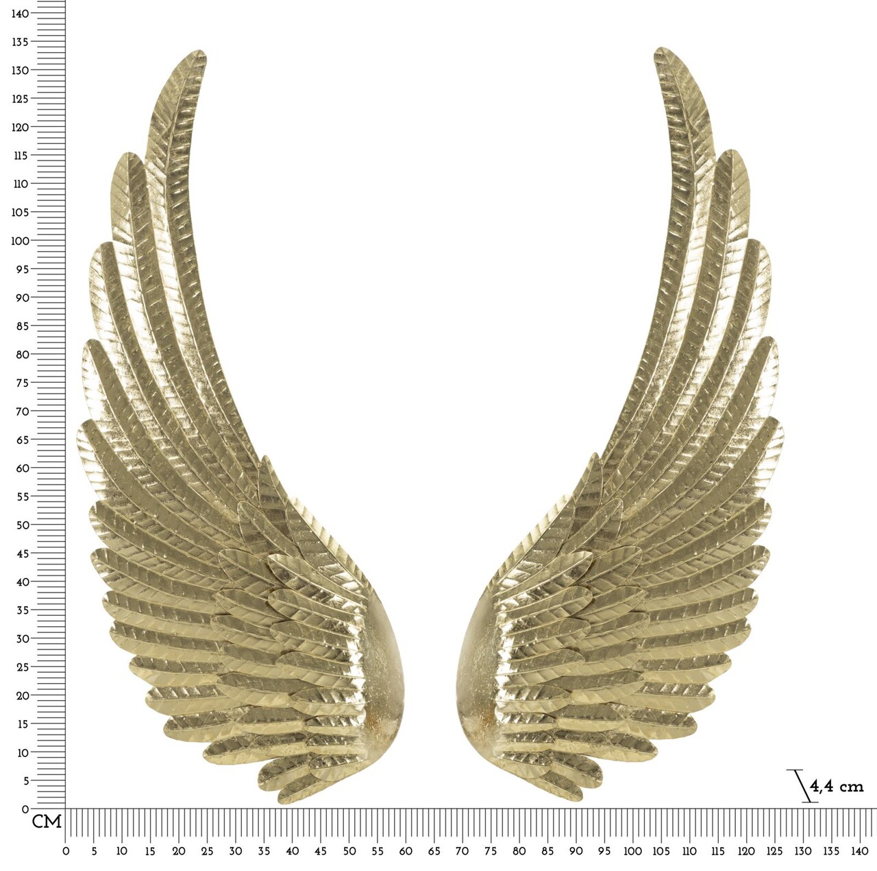 Set 2 decoratiuni de perete, Mauro Ferretti, Wings, 60x130 cm, fier, auriu - imagine 2