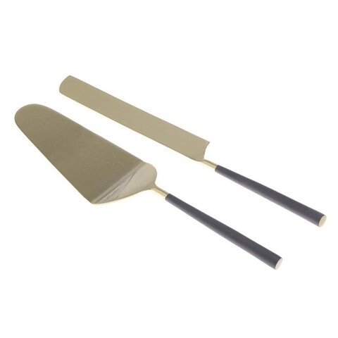 Set cutit si paleta pentru tort Gold, InArt, inox, 25.5 cm, auriu