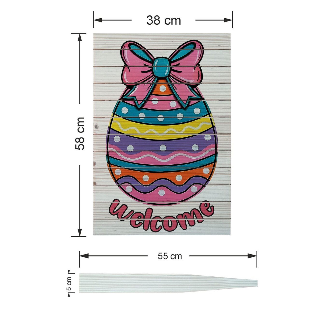 Semn de curte, Easter Welcome Egg, 38x58 cm, Multicolor - imagine 4